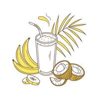 Nutritious Steamed Banana Coconut Milk Shake for Healthy Treats vector