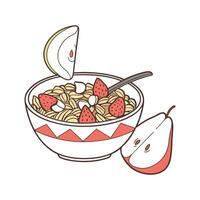 Nutritious Whole Grain Cereal with Pear for Healthy Treats vector