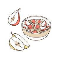 Yummy Whole Grain Cereal with Pear for Healthy Snacking vector