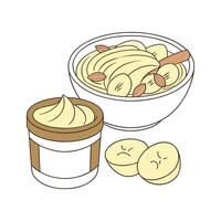 Yummy Almond Butter Banana Yogurt Snack Idea vector
