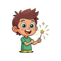 Child with Sparkler Stick Enjoying Glow vector