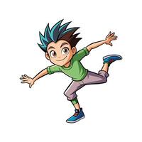 Dynamic Boy Balancing on One Foot Illustration vector
