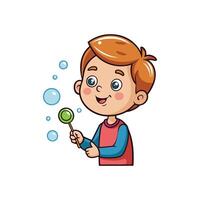 Creative Boy Blowing Up Soap Bubbles Illustration vector