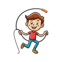 Joyful Boy with Jump Rope Illustration vector