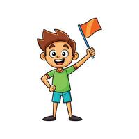 Joyful Child Waving Small Flag Illustration vector