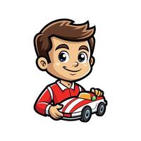 Creative Boy Racing with Toy Car vector