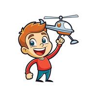 Child Pretending with Toy Helicopter vector