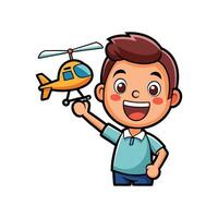 Child Pretending Toy Helicopter Soar vector