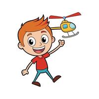 Child Enjoying Pretend Play with Helicopter vector