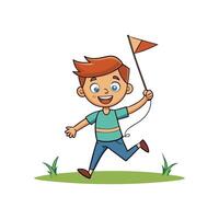 Playtime with Toy Kite and Running Child vector