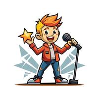 Child Singing with Toy Microphone vector