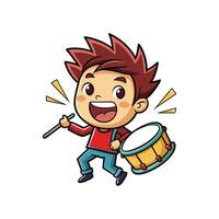 Child Creating Sounds with Toy Drum vector