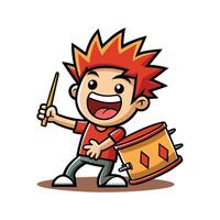 Child Having Fun with Toy Drum vector
