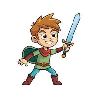 Boy Imagining Adventure with Toy Sword vector