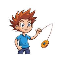 Boy Smiling with YoYo in Play vector