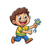 Child Excited while Playing with YoYo vector