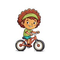 Playful Child Smiling While Riding Bicycle vector