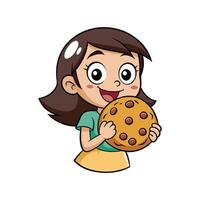 Child with Cookie Taking a Bite vector