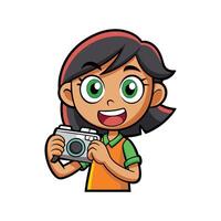 Child with Toy Camera in Photography Play vector