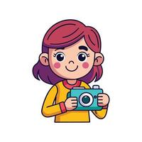 Girl Enjoying Pretend Play with Toy Camera vector