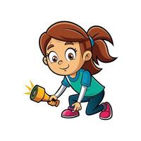 Child Exploring with Toy Flashlight vector