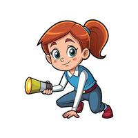 Child with Flashlight Enjoying Exploration vector