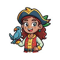 Child with Toy Parrot Pretending to be a Pirate vector