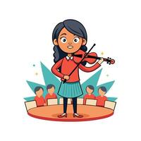 Child Smiling with Toy Violin in Music Play vector