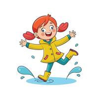 Child Jumping in a Puddle with Joy vector