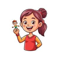 Playful Child Using Finger Puppet in Imagination vector