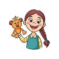 Child with Hand Puppet in Fun Play vector