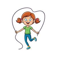 Child Having Fun While Skipping Rope vector