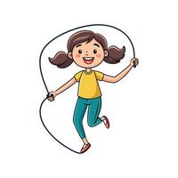 Girl Smiling While Skipping Rope vector