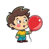 Girl Smiling While Blowing Up a Balloon vector