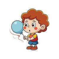 Child Having Fun Inflating a Colorful Balloon vector