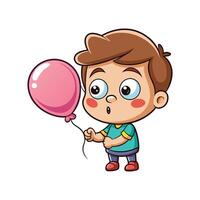 Child Enjoying Blowing Up a Balloon vector