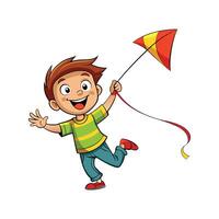 Child Enjoying the Thrill of Flying a Kite vector