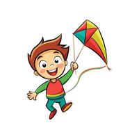 Playful Child with a Happy Colorful Kite vector