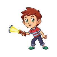 Playful Child with Flashlight Exploring at Night vector