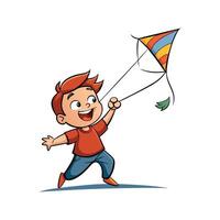 Girl Enjoying Holding Kite String in Play vector