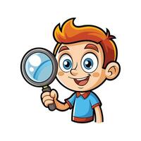 Girl Smiling While Using a Magnifying Glass vector