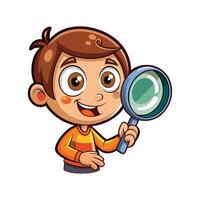 Playful Child with Magnifying Glass in Exploration vector