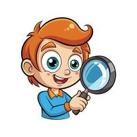 Child with Magnifying Glass Enjoying Discovery vector