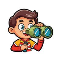 Playful Kid with Binoculars Enjoying Exploration vector