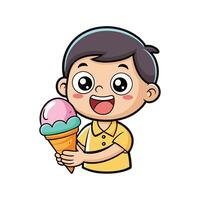 Happy Child Indulging in a Delicious Ice Cream Cone vector