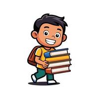 Young Reader Holding Books for a Journey of Imagination vector
