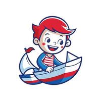 Childs Imaginative Sailing with a Bright Toy Boat vector