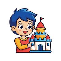 Child with Toy Castle Having Fun and Creative Adventures vector
