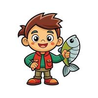 Kids Pretending to Be Fish with Toy Fish in Hand vector