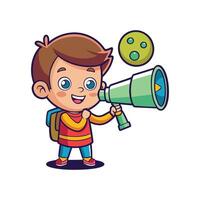 Child Engaging in Exploration with Toy Telescope vector